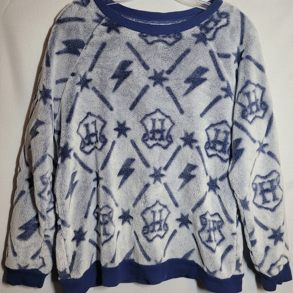 Harry Potter Women's Sweatshirt Size Medium Fleece Blue Gray Wizarding World